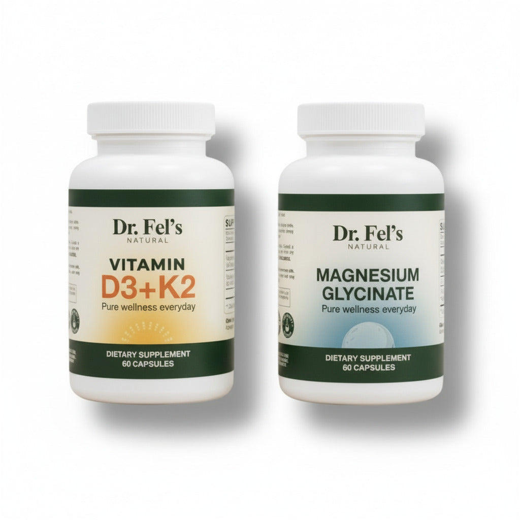 Combo Deal - Vitamin D3 (5000 IU) +K2 (MK-7 90 mcg) & Magnesium Glycinate (150 mg, Chelated) + Acacia fibre (175 mg)