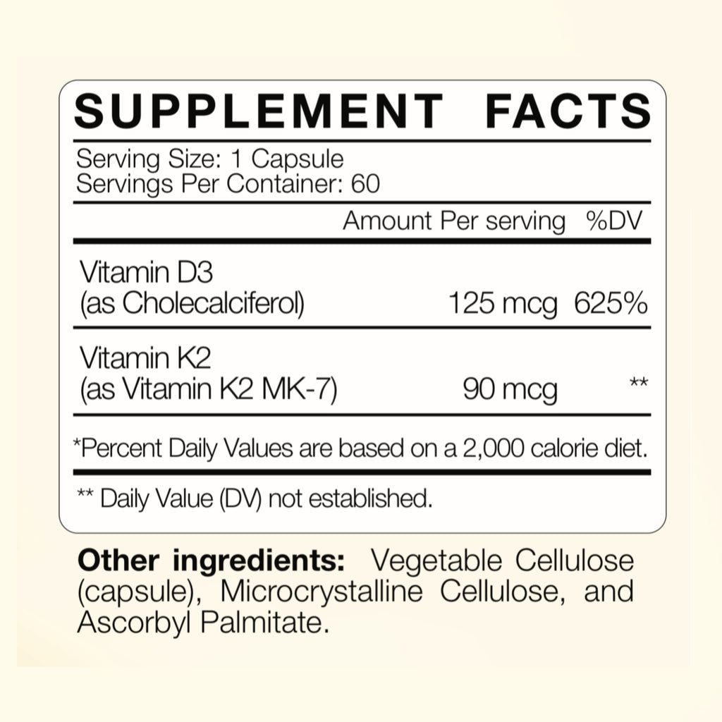 Vitamin D3 (5000 IU) + K2 (MK-7 90mcg)