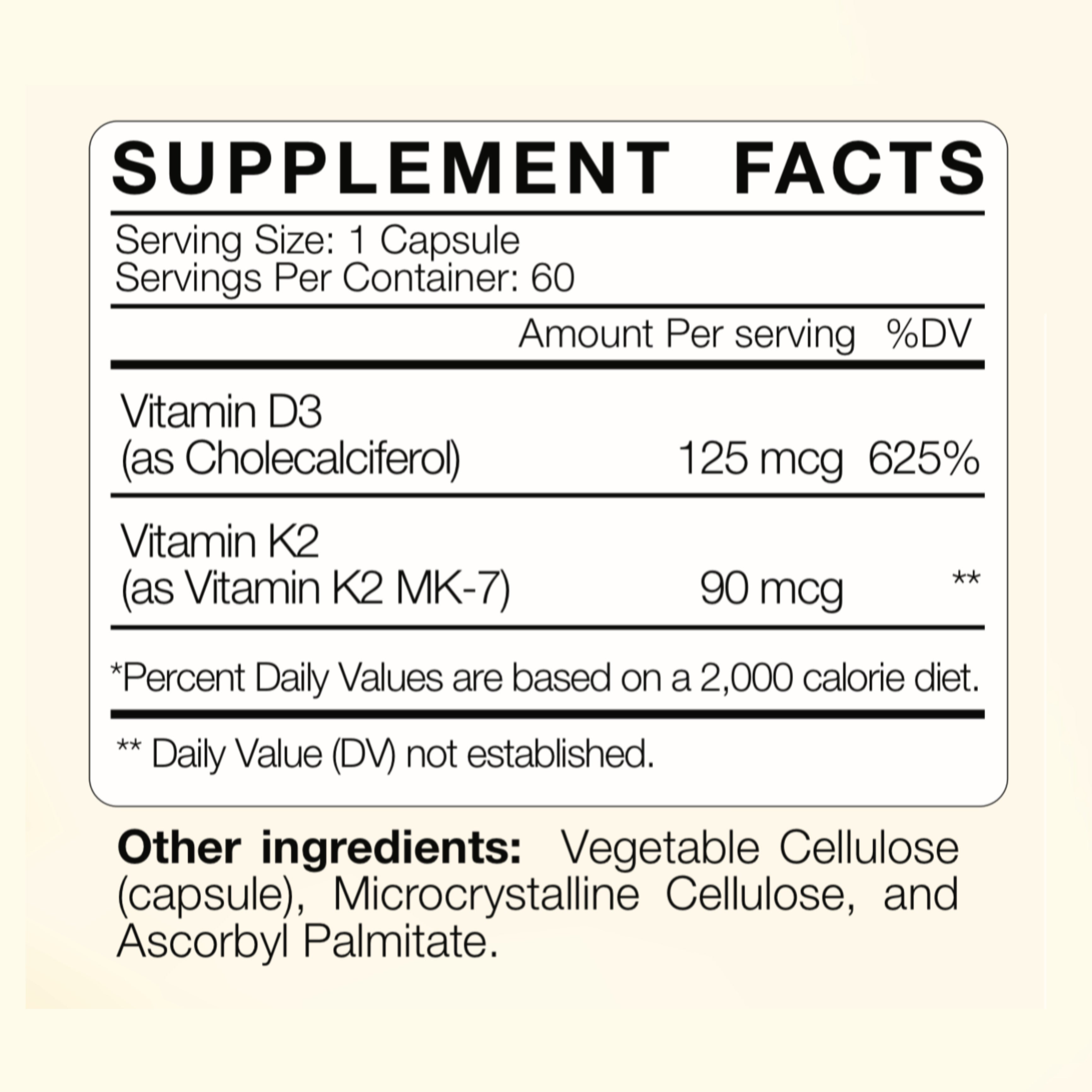 Vitamin D3 (5000 IU) + K2 (MK-7 90mcg)