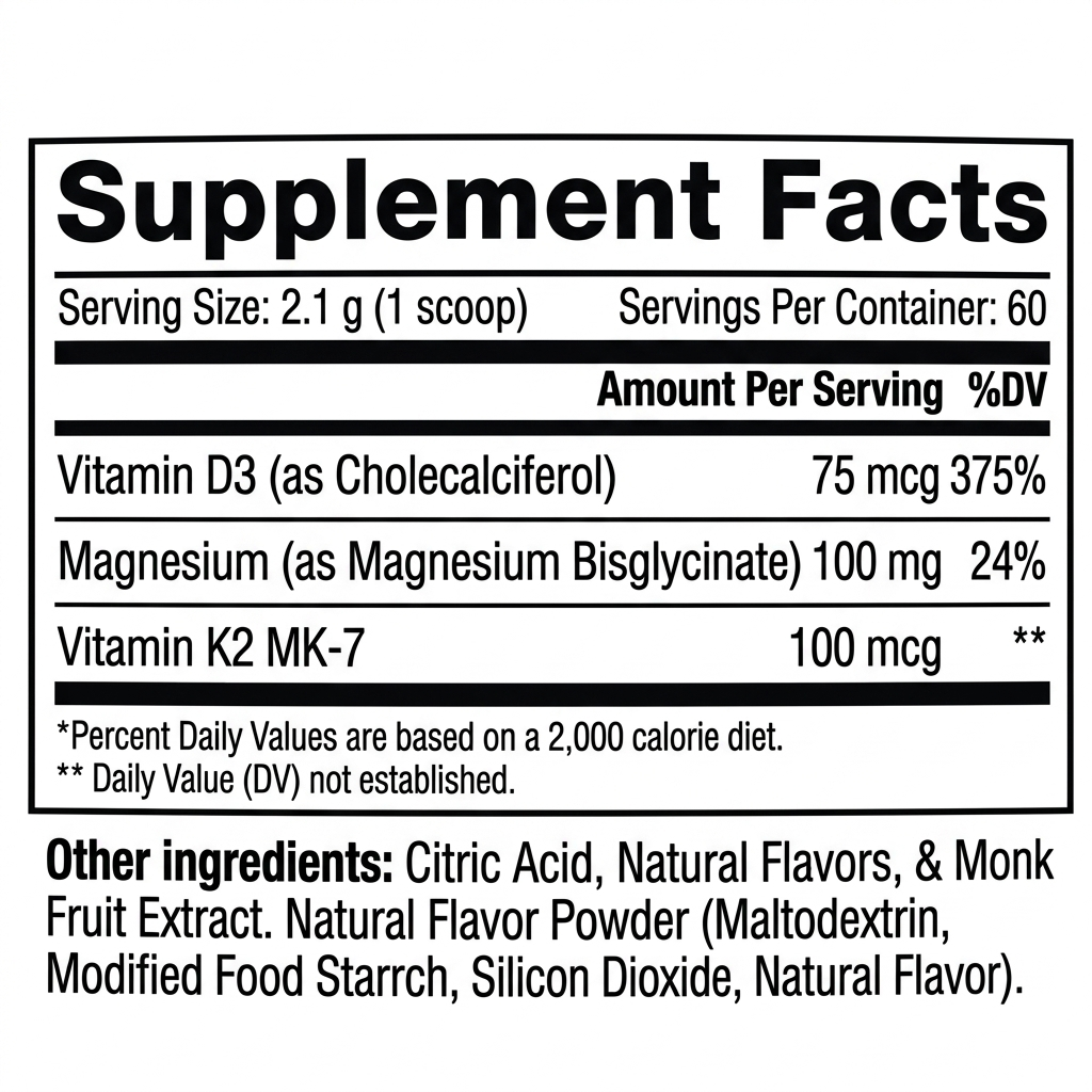 Magnesium & Vitamin D3 + K2 (For Growing Kids)