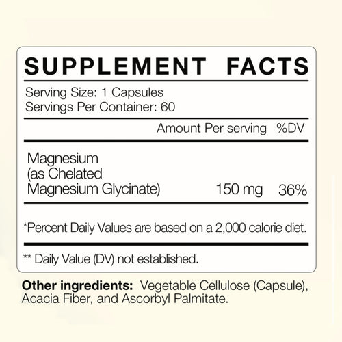 Magnesium Glycinate (150 mg, Chelated) + Acacia fibre (175 mg)