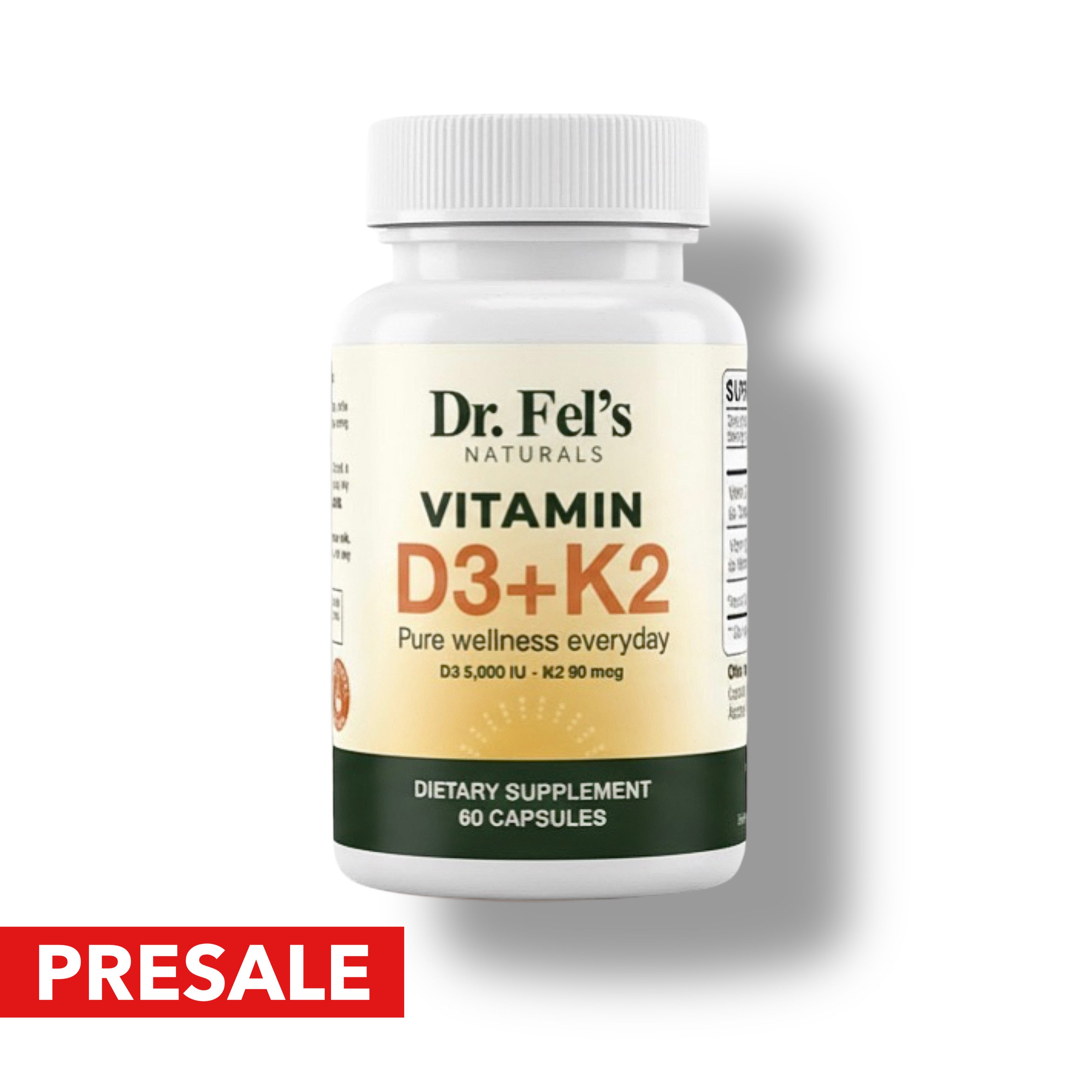 [PRESALE] Vitamin D3 (5000 IU) +K2 (MK-7 90mcg)