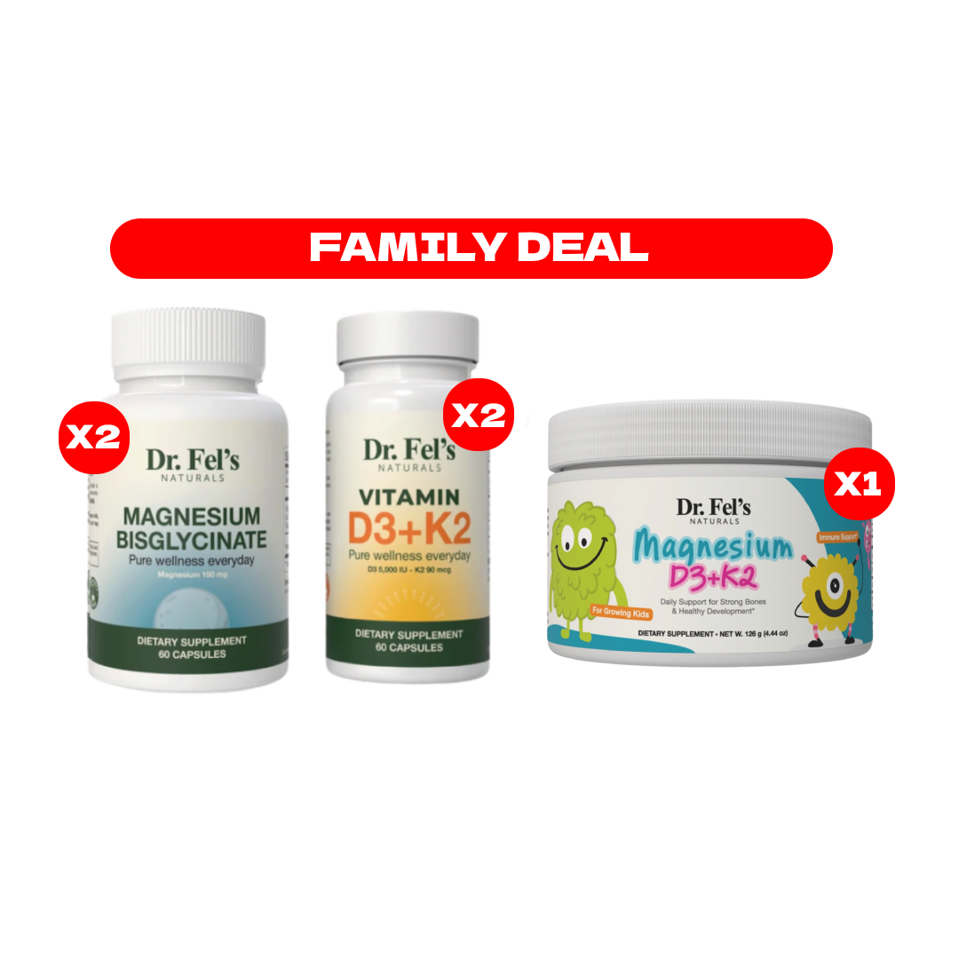 Vitamin D3 + K2 (x2) & Magnesium Bisglycinate (x2) & D3 + Magnesium for Kids (x1)