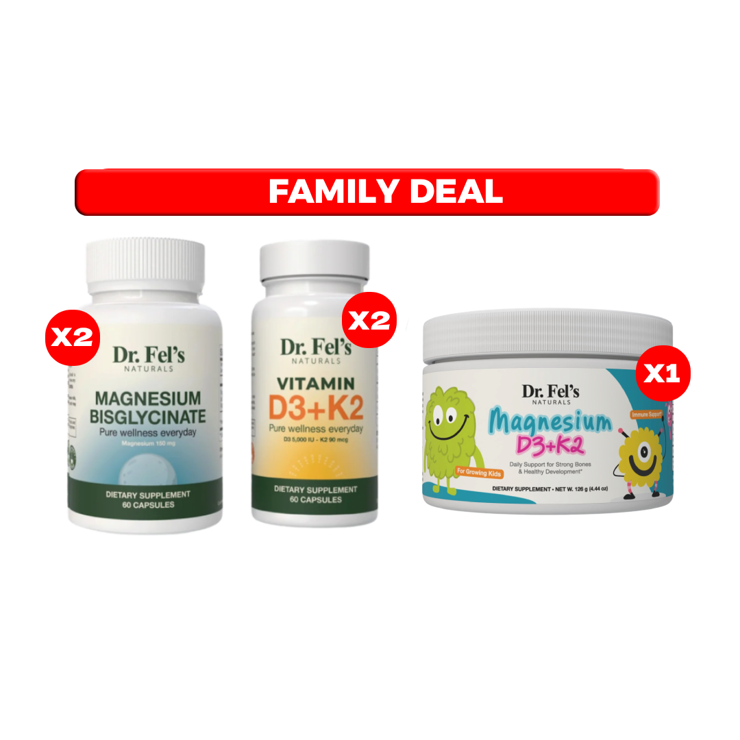 Vitamin D3K2 (x2) & Magnesium Bisglycinate (x2) & D3 + Magnesium for Kids (x1)